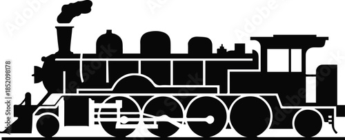 train steam engine profile with tender silhouette vector