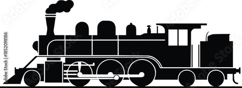 train vintage steam engine silhouette railway transport vector