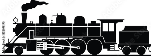 train steam locomotive side view silhouette vector art