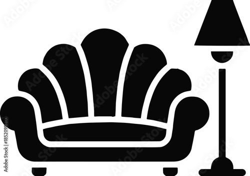 sofa and lamp silhouette vector for home decor and branding