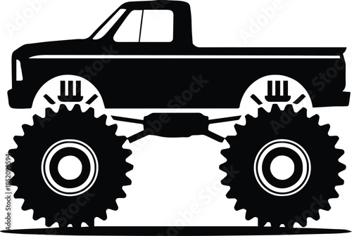 truck pickup body monster truck side view silhouette design