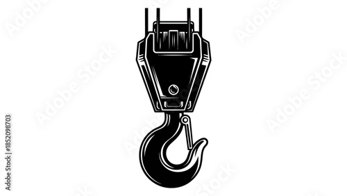 Heavy-duty industrial crane hook for lifting and construction.