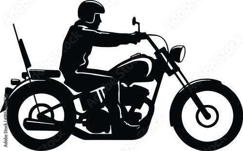 motorcycle rider silhouette vector icon for logo and signage