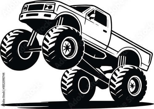 truck extreme vehicle emblem logo style bold line art vector