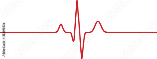 A continuous red electrocardiogram waveform representing a healthy human heartbeat