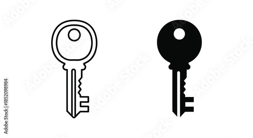Two keys presented in contrasting styles one outlined and one as a striking silhouette