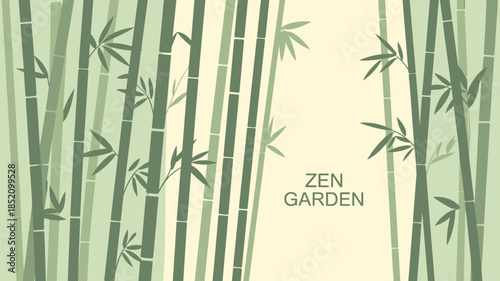 Zen Garden Bamboo Grove Peaceful Serene Relaxing Forest Vector