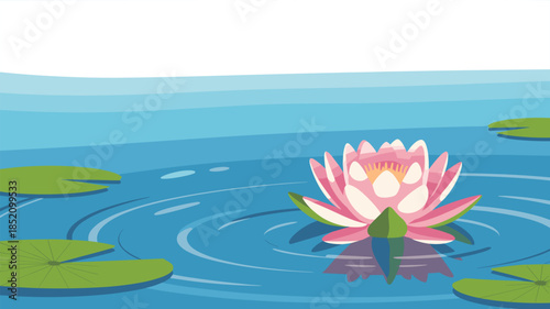Water Lily Pond Nature Scene Vector