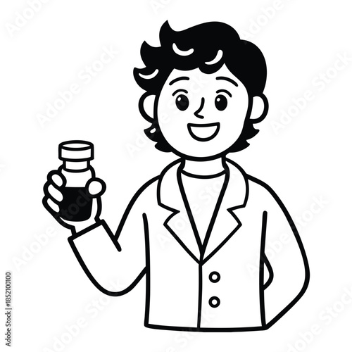 cartoon doctor with stethoscope and syringe illustration