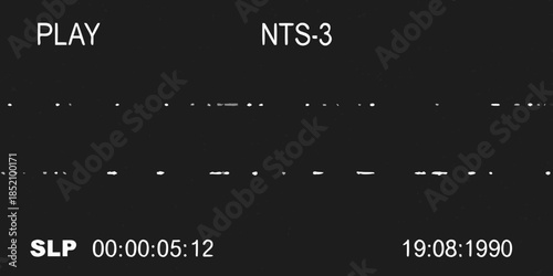 Vintage video display showing play timecode and a static effect