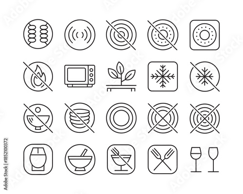 No microwave or oven icons for food heating restrictions