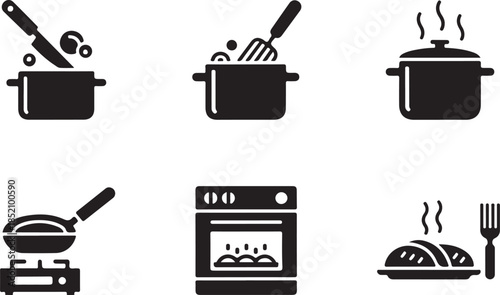 Collection of kitchenware and cooking icons
