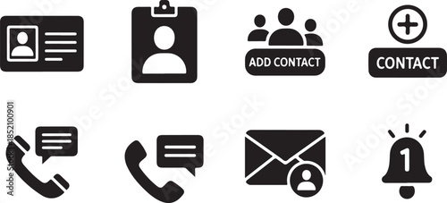 A comprehensive collection of essential contact, communication, and notification icons