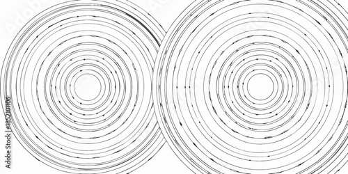 Two concentric circles composed of numerous swirling repeating line patterns