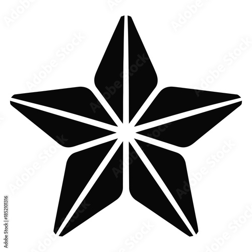 Star Shape with Geometric Design Black Silhouette Ornament Vector Isolated on Transparent Background Exactly 180 Characters Maximum Length
