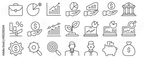 Business finance and investment icons for commercial use
