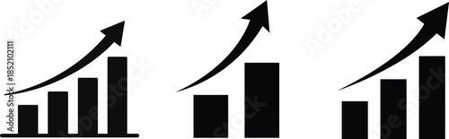Increasing trends and growth rates illustrated with bar graphs and arrows