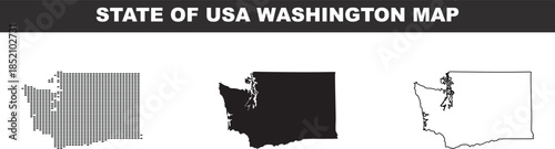 Washington State Map Collection Vector Illustration Isolated On White Background