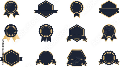 Premium Gold Effect Badges Collection with Elegant Metallic Finish for Luxury Branding, Awards, Certifications, and Professional Quality Seals