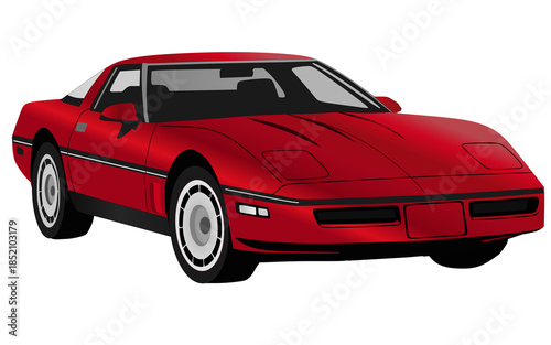 Vintage Red 80s Sports Car Illustration