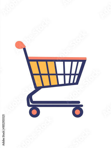 Flat vector illustration of empty shopping cart icon isolated on white background for ecommerce and online store concepts