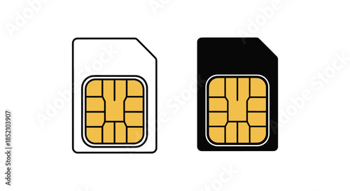 Two sim card icons one with color and one as a dark silhouette