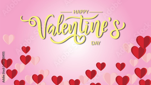 Valentine s day promotion with pink hearts clouds and a fifty percent discount