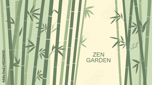 Zen Garden Bamboo Grove Peaceful Serene Relaxing Forest Vector
