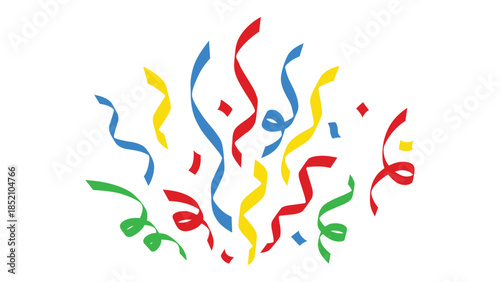 Colorful abstract art with swirling ribbons and shapes