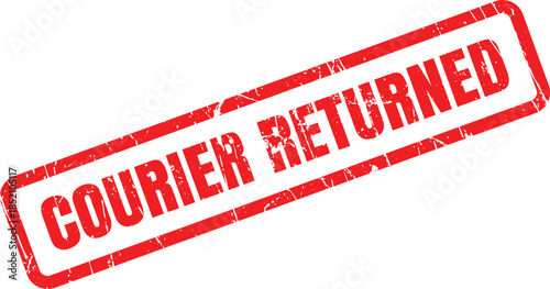 A red rubber stamp impression showing COURIER RETURNED with a bold font and textured look