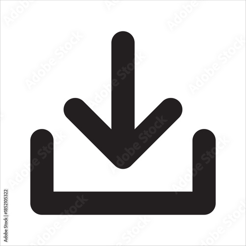 Download File Icon. Download Data Icon. File Download Symbol. Representing file download, data transfer, and save action. Suitable for web, app, UI, UX, and user interface projects.