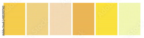 Set of yellow legal pad pages with lined or grid designs