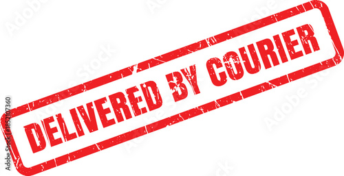 A clear red rubber stamp prominently displays DELIVERED BY COURIER with a classic textured effect