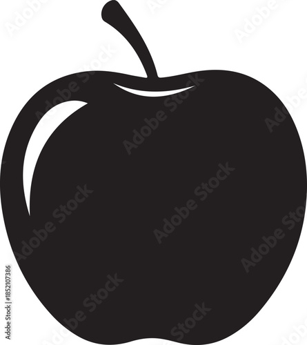 Simple black apple silhouette a clean vector illustration representing fruit food and healthy eating isolated on a white background