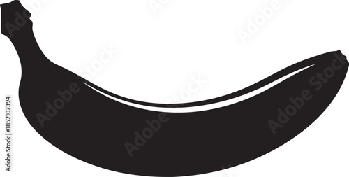 Black silhouette of a ripe banana simple vector illustration for food and healthy lifestyle concepts isolated on white background
