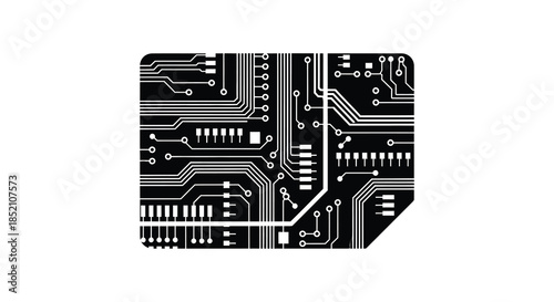 Intricate circuit board pattern on a black sim card a striking technological silhouette