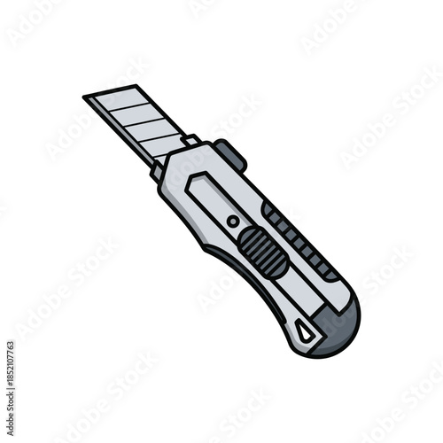 A colorful utility knife vector art illustration