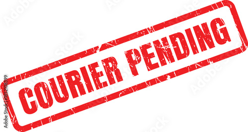 A prominent red rubber stamp impression showing COURIER PENDING with a distressed, textured appearance