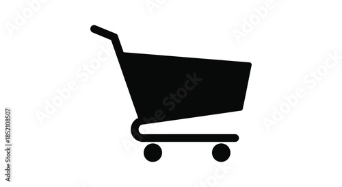 Simple black shopping cart icon minimalistic design flat vector graphic retail symbol silhouette