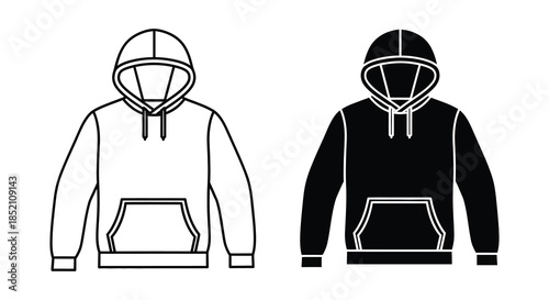 Two hooded sweatshirts in contrasting colors a detailed design a clean silhouette