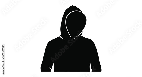 A dark hooded figure with obscured features a striking visual representation silhouette
