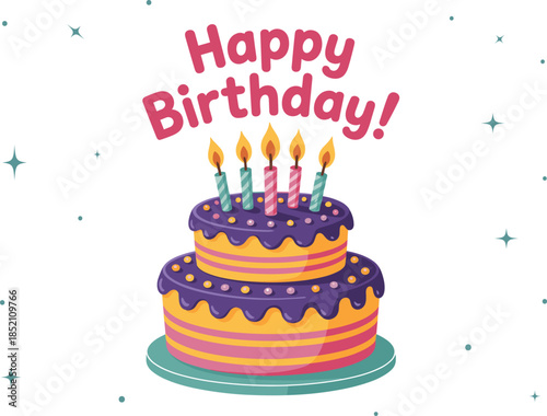 Birthday cake vector, Beautiful Birthday Cake Silhouette Vector Illustration