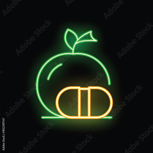 Glowing neon icon representing the intersection of health and medicine, symbolizing the importance of a holistic approach to well being