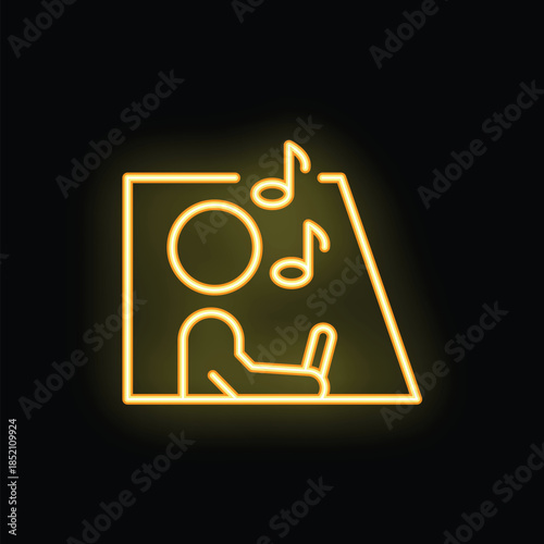 Neon icon of a dj playing music in a nightclub