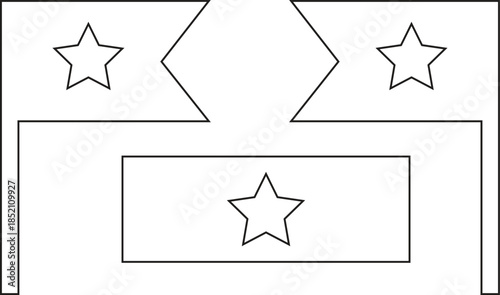 Star symbols and cutting die shapes isolated on transparent background