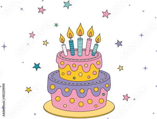 Birthday cake vector, Beautiful Birthday Cake Silhouette Vector Illustration
