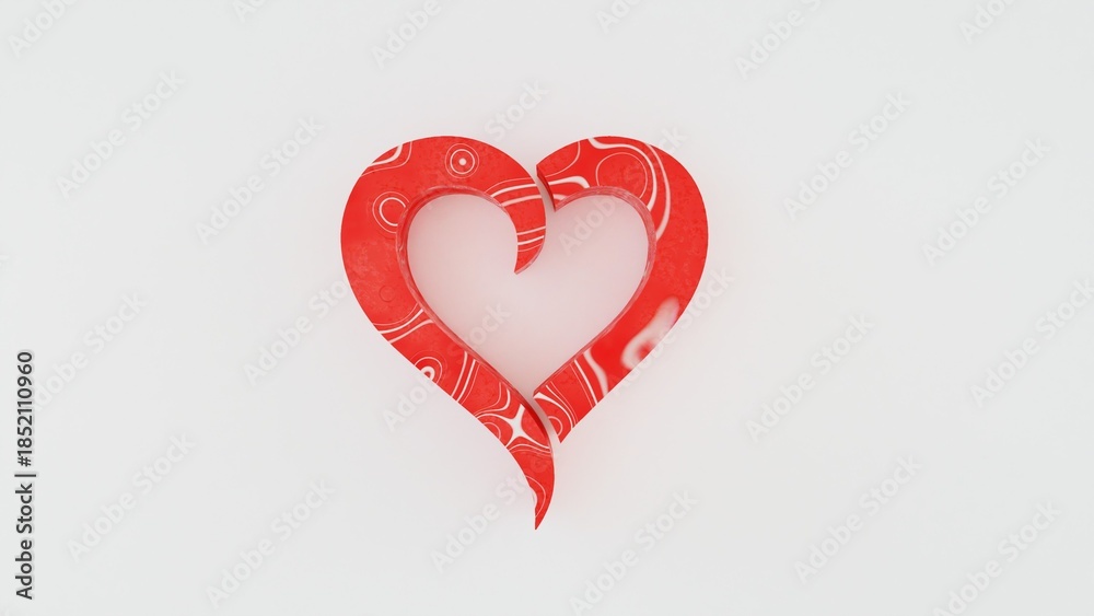 Fototapeta premium 3D love concept featuring romantic heart symbols and elegant love typography, perfect for Valentine’s Day designs, couple themes, wedding graphics, romantic branding, social media visuals, and modern 