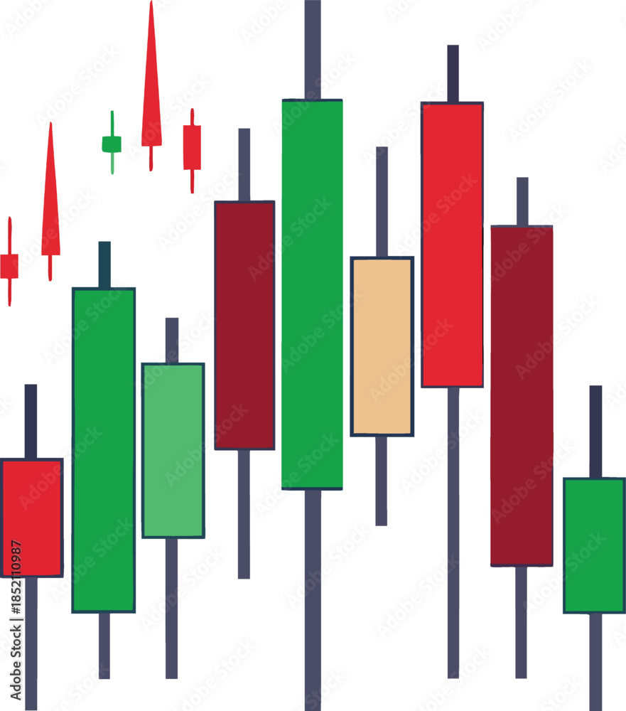 Obraz premium Colorful stock market candlestick chart isolated on white background