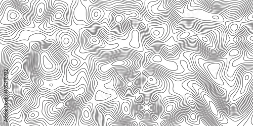 Abstract Black-white background from Ocean topographic. Geographic mountain relief. Abstract lines background. Line topography map contour background, geographic grid