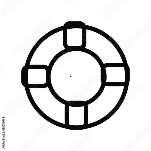 Black Life Preserver Icon Isolated on White Background